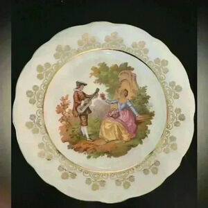 Gloria Bayreuth Bavaria Fragonard Rococo Serenade Hand Painted, signed 22 k gold